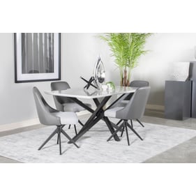 Coaster Furniture Paulita White Gunmetal 5pc Dining Room Set