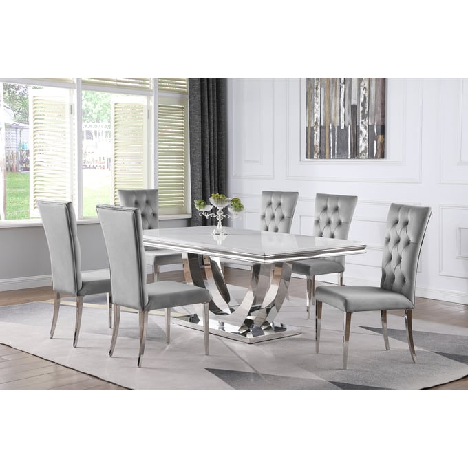 Coaster Furniture Kerwin White Grey 7pc Dining Room Set CST-11110-DR-S2