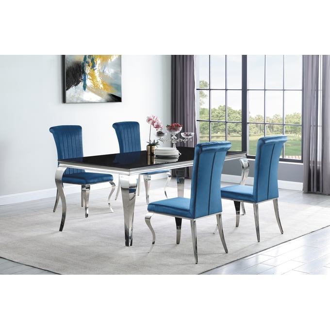 Coaster Furniture Carone Black Teal 5pc Dining Room Set CST-11507-DR-S3