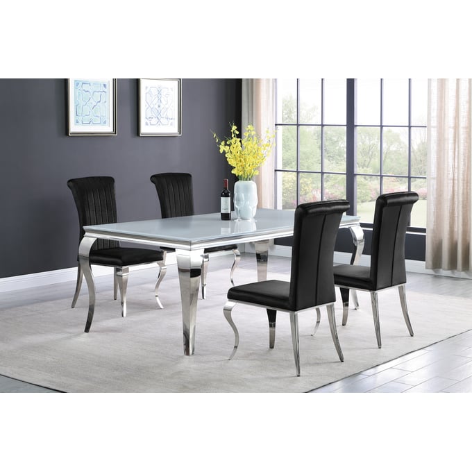 Coaster Furniture Carone White Black 5pc Rectangular Dining Room Set CST-11508-DR-S1