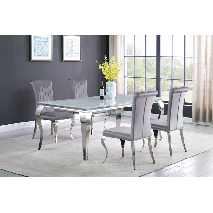 Coaster Furniture Carone White Grey 5pc Rectangular Dining Room Set CST-11508-DR-S2