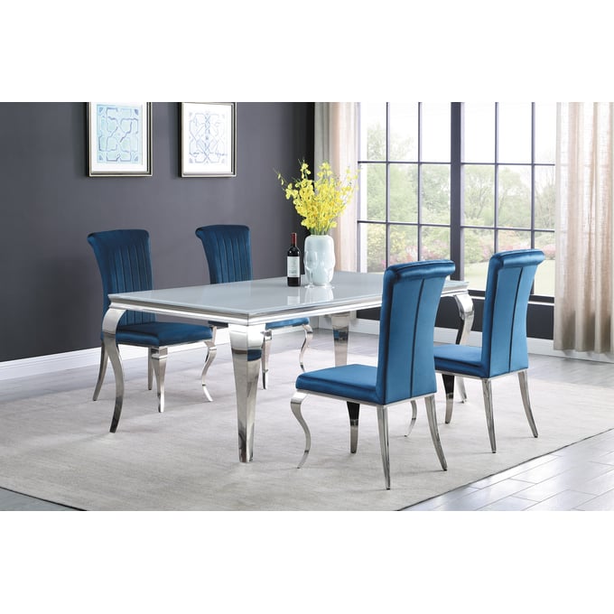 Coaster Furniture Carone White Teal 5pc Rectangular Dining Room Set CST-11508-DR-S3