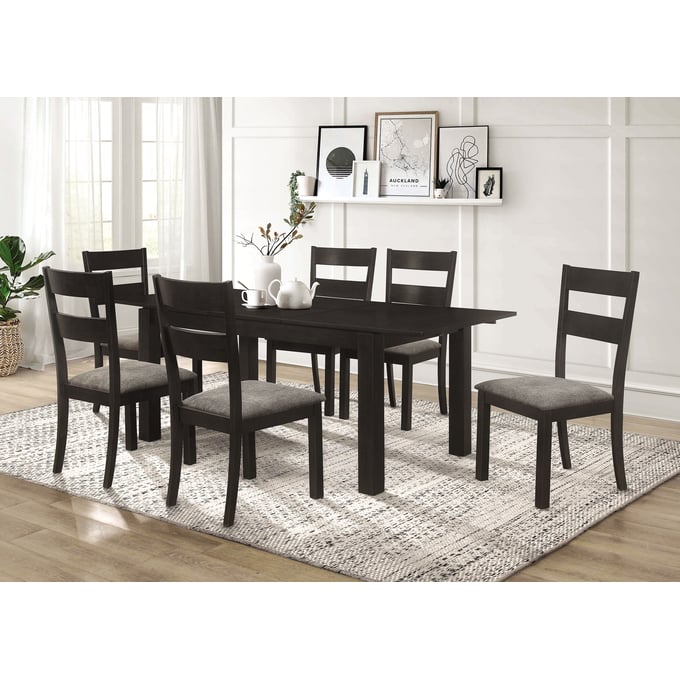 Coaster Furniture Jakob Black Dark Grey 7pc Dining Room Set CST-11513-DR-S2