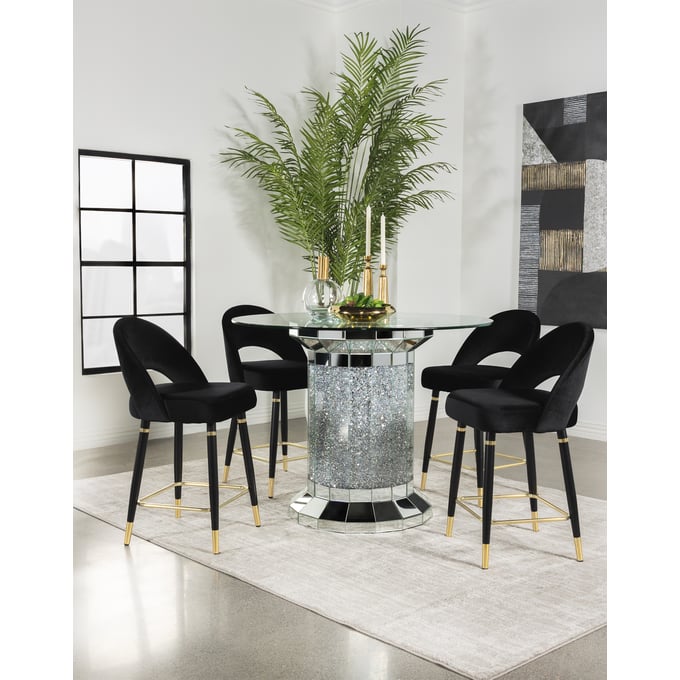 Coaster Furniture Ellie Clear Black 5pc Counter Height Set CST-115558-CNT-S2