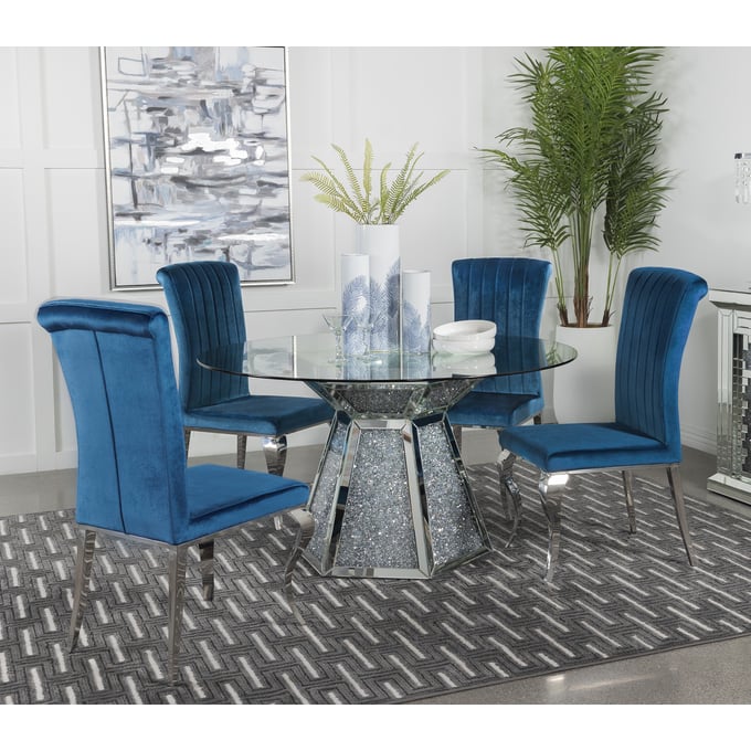 Coaster Furniture Quinn Clear Teal 5pc Dining Room Set CST-115561-DR-S2