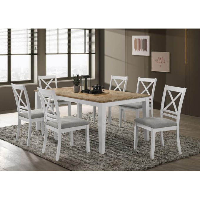 Coaster Furniture Hollis Brown White 7pc Dining Room Set CST-12224-DR-S2