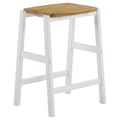 Hollis Wood Counter Height Backless Bar Stool Brown and White