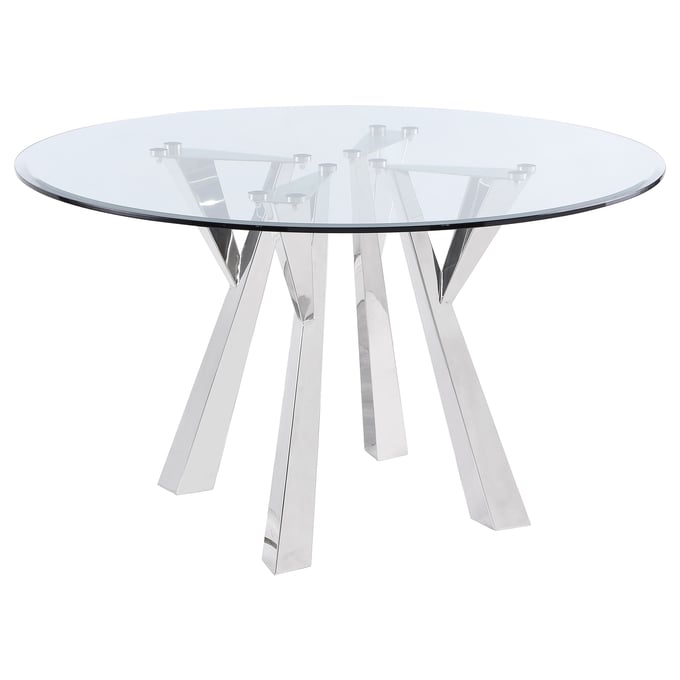 Coaster Furniture Alaia Clear Chrome Round Dining Table CST-190710