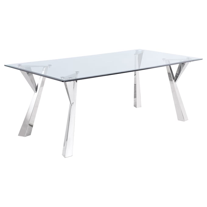 Coaster Furniture Alaia Clear Chrome Rectangular Dining Table CST-190711