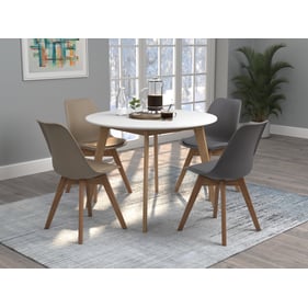 Coaster Furniture Breckenridge Matte White Natural 5pc Dining Room Set