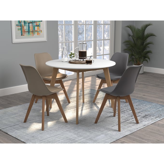 Coaster Furniture Breckenridge Matte White Natural 5pc Dining Room Set CST-192790-DR-S1