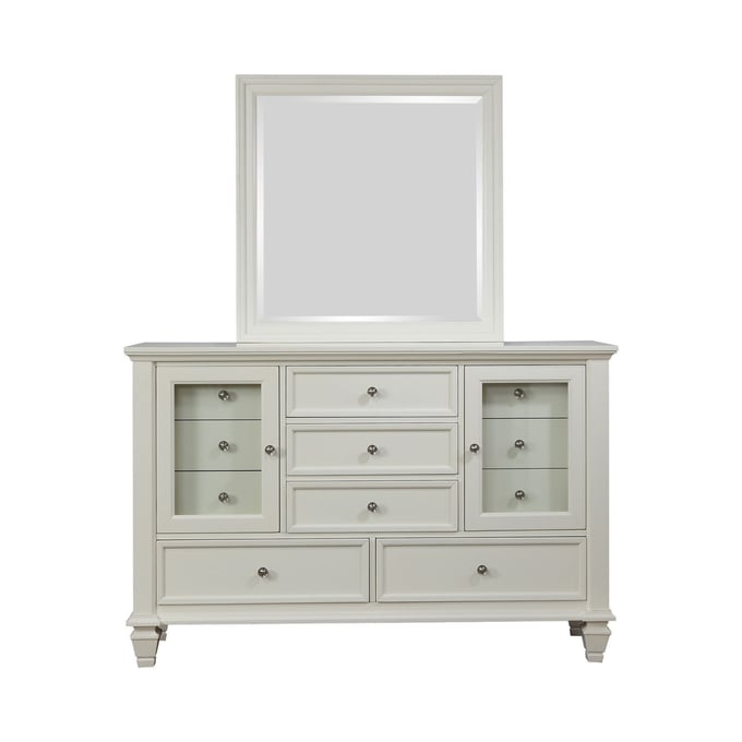 Coaster Furniture Sandy Beach Cream White Dresser and Mirror CST-201303M