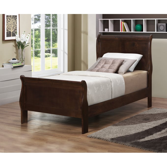 Coaster Furniture Louis Philippe Red Brown 2pc Bedroom Set with Twin Bed