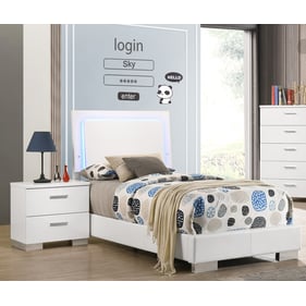 Coaster Furniture Felicity Glossy White 2pc Bedroom Set with Twin Panel Bed