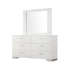 Coaster Furniture Felicity Glossy White Dresser and Mirror