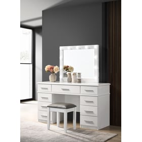 Coaster Furniture Felicity Glossy White Metallic Vanity Set