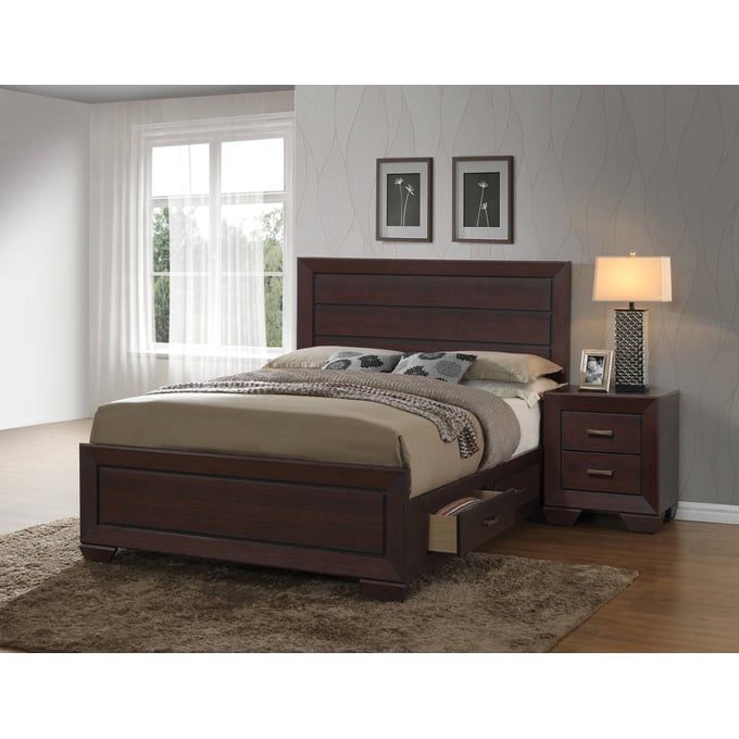 Coaster Furniture Kauffman Dark Cocoa 2pc Cal King Storage Bedroom Set CST-204390-BR-S3