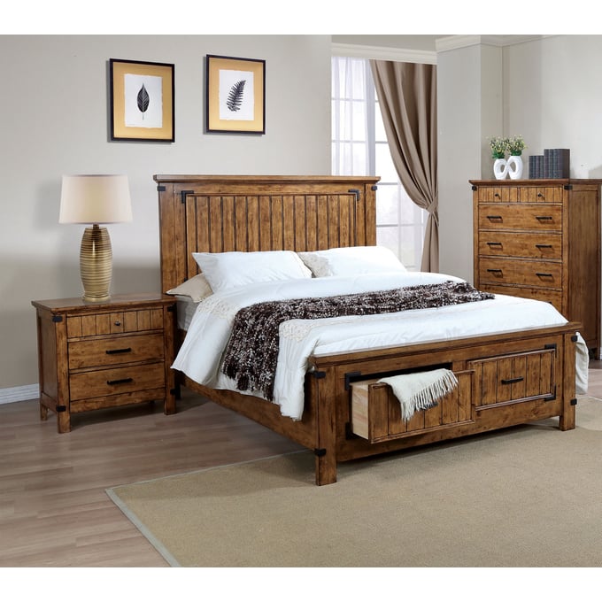 Coaster Furniture Brenner Rustic Honey 4pc Full Storage Bedroom Set CST-205260F-BR-S1