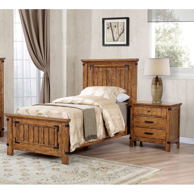 Coaster Furniture Brenner Rustic Honey 4pc Bedroom Set With Twin Bed CST-205261T-BR-S1