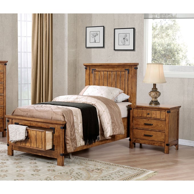 Coaster Furniture Brenner Rustic Honey 2pc Twin Storage Bedroom Set CST-20526-BR-S4