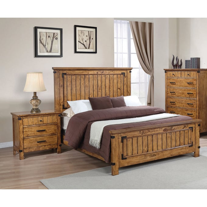 Coaster Furniture Brenner Rustic Honey 4pc Bedroom Set With Queen Bed CST-205261Q-BR-S1