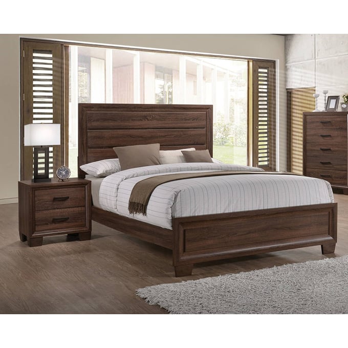 Coaster Furniture Brandon Medium Warm Brown 4pc Queen Panel Bedroom Set CST-205321Q-BR-S1