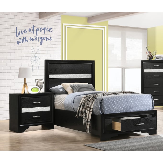 Coaster Furniture Miranda Black 2pc Bedroom Set With Twin Bed CST-206361T-BR-S1