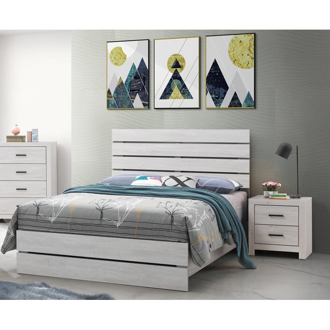 Coaster Furniture Brantford Coastal White 2pc Queen Panel Bedroom Set CST-207051Q-BR-S1