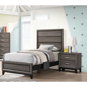 Coaster Furniture Watson Grey Oak Black 4pc Bedroom Set With Twin Bed