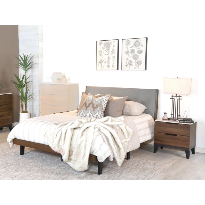 Coaster Furniture Mays Walnut Grey 2pc Bedroom Set with King Platform Bed CST-215961KE-BR-S2