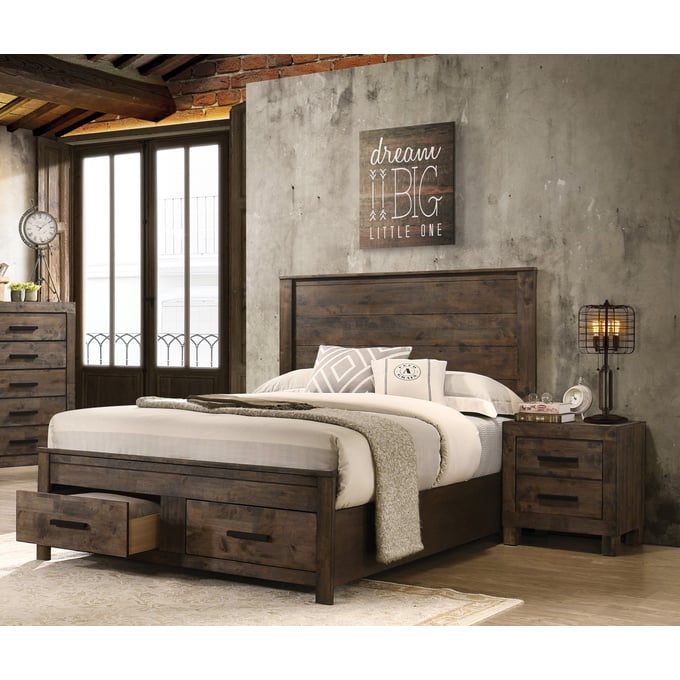 Coaster Furniture Woodmont Rustic Golden Brown 4pc Cal King Bedroom Set CST-222631KW-BR-S6