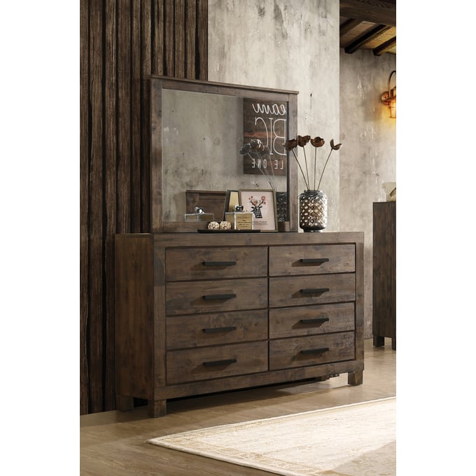 Coaster Furniture Woodmont Rustic Golden Brown Dresser And Mirror CST-222633M