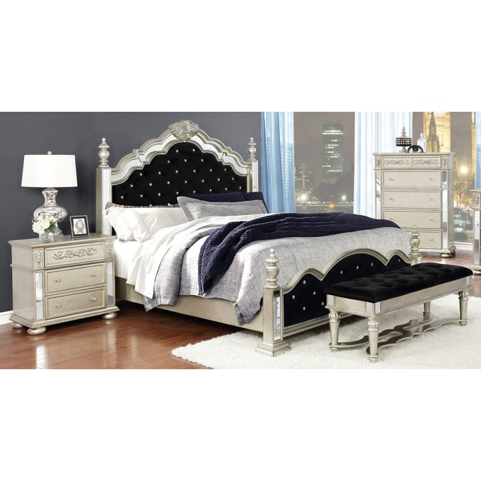 Coaster Furniture Heidi Black Metallic Platinum 2pc Queen Bedroom Set CST-222731-Q-BR-S2