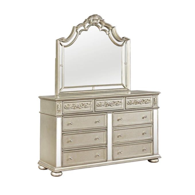 Coaster Furniture Heidi Metallic Platinum Dresser And Mirror CST-222733M