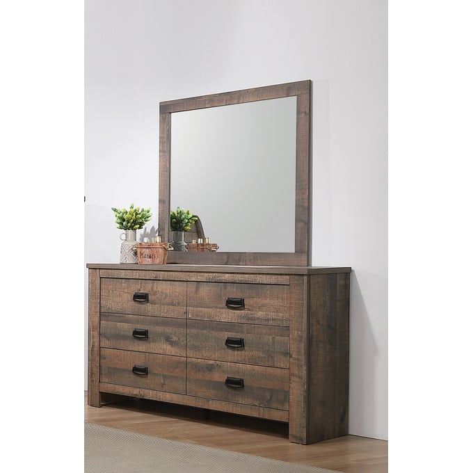 Coaster Furniture Frederick Weathered Oak Dresser And Mirror CST-222963M