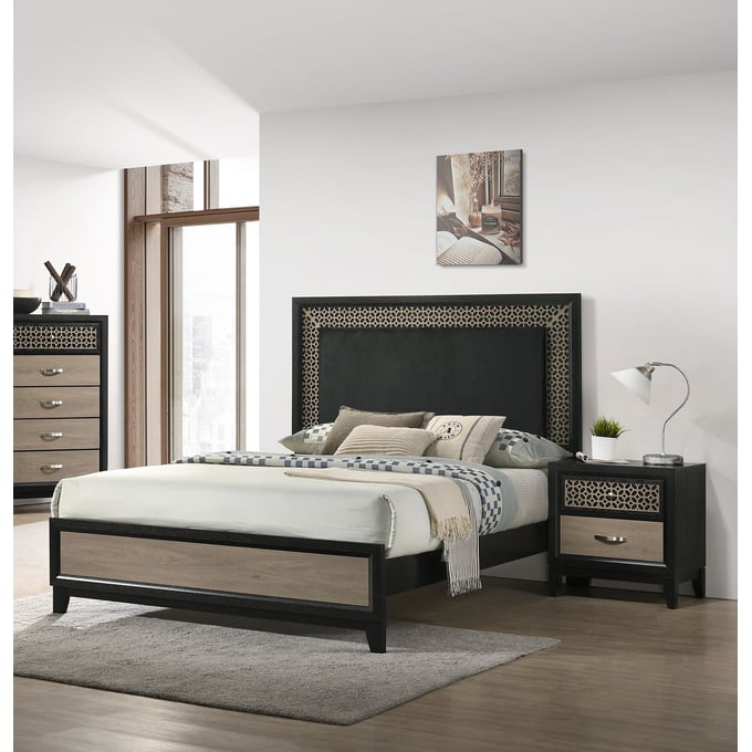 Coaster Furniture Valencia Light Brown Black 2pc Bedroom Set with Queen Bed CST-223041-BR-S2