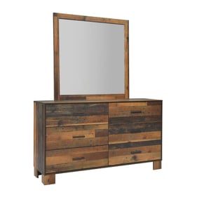 Coaster Furniture Sidney Rustic Pine Dresser and Mirror