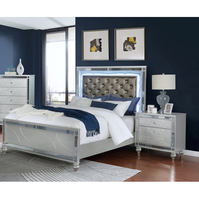 Coaster Furniture Gunnison Silver Metallic 2pc Cal King Bedroom Set CST-223211KW-BR-S3