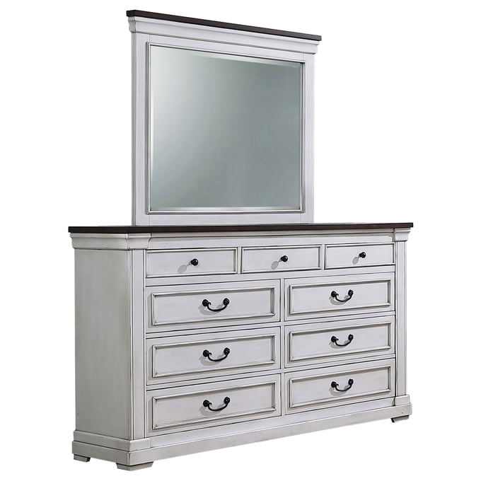 Coaster Furniture Hillcrest Dark Rum White Dresser And Mirror CST-223353M