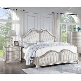 Coaster Furniture Evangeline Silver Oak Ivory 4pc Queen Platform Bedroom Se...