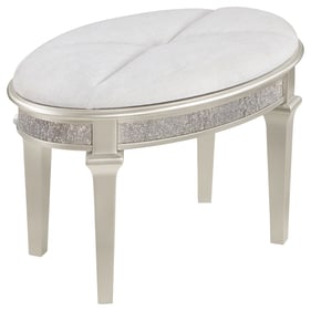 Coaster Furniture Evangeline Silver Ivory Oval Vanity Stool