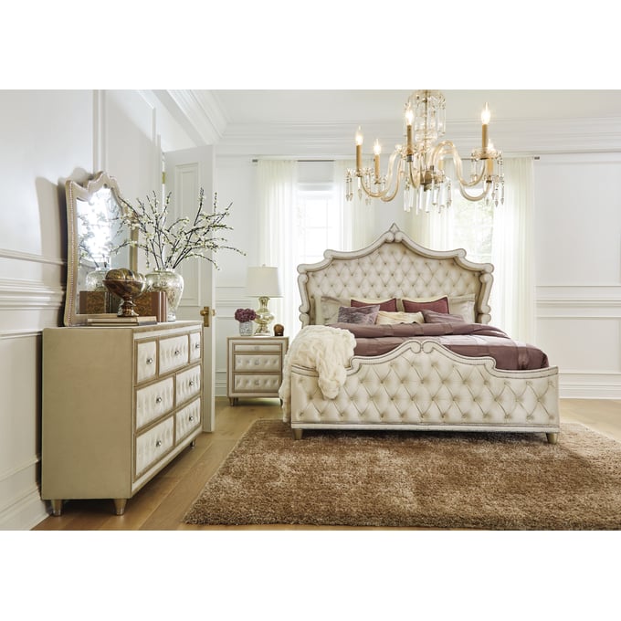 Coaster Furniture Antonella Camel 4pc Cal King Bedroom Set CST-223521KW-BR-S6