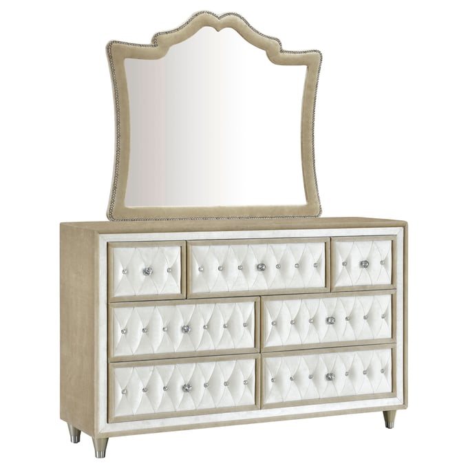 Coaster Furniture Antonella Camel 7 Drawers Dresser and Mirror CST-223523M