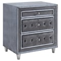 Antonella 3-drawer Upholstered Nightstand Grey