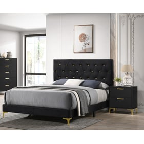 Coaster Furniture Kendall Black Tufted 2pc Queen Panel Bedroom Set