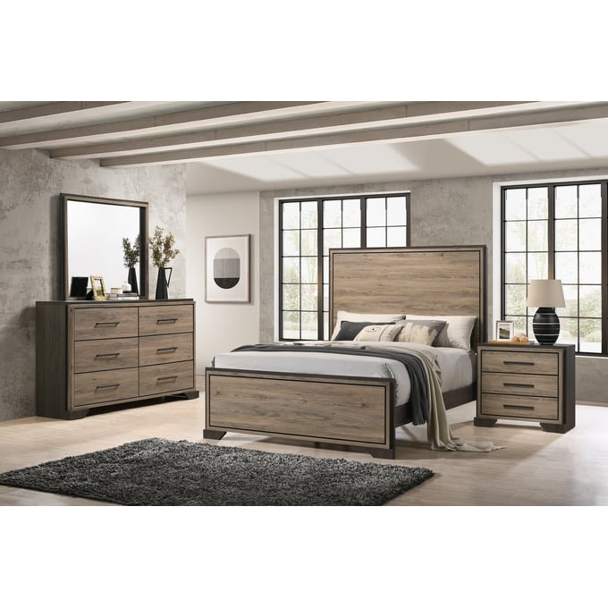 Coaster Furniture Baker Brown Light Taupe 4pc Queen Panel Bedroom Set CST-224461Q-BR-S4