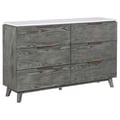 Nathan 6-drawer Dresser White Marble and Grey