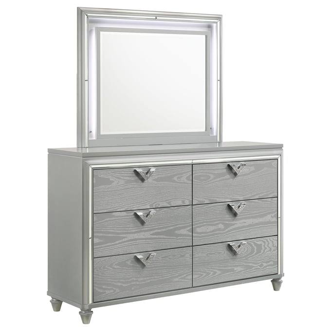 Coaster Furniture Veronica Silver Dresser And Mirror CST-224723M