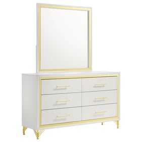 Coaster Furniture Lucia White Dresser and Mirror