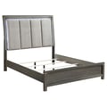 Kieran Eastern King Panel Bed with Upholstered LED Headboard Grey